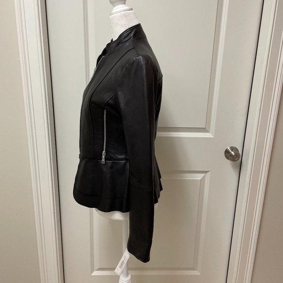 Last Piece!!!! Thea Peplum Leather Jacket from Tahari - Picture 3 of 7